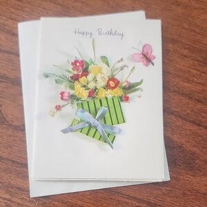 Vintage Floral Birthday Card with Butterfly Design